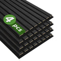 2x4 Matte Black Wood Slat Acoustic Wall Panel - Black Felt (4-Pack)