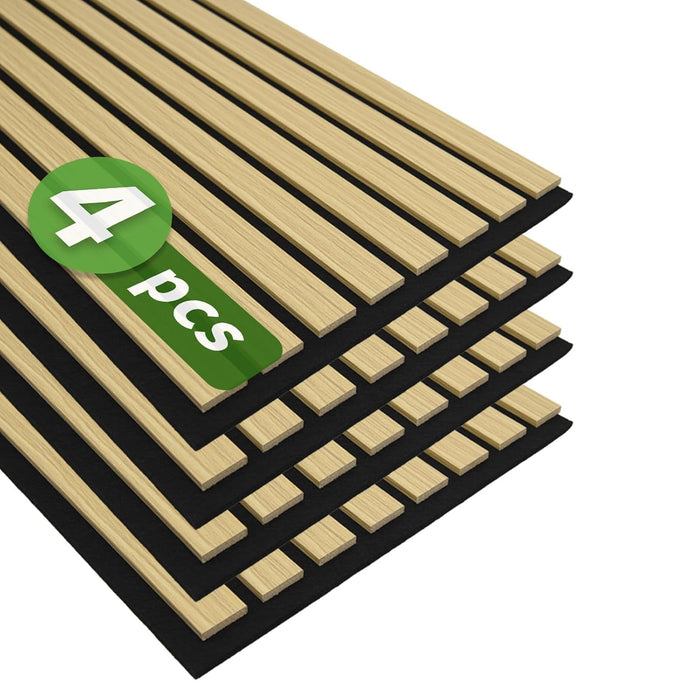 1x8 Oak Black Slat Acoustic Wall Panel - Black Felt (4-Pack)